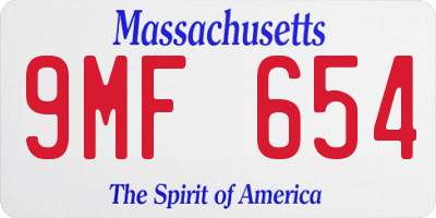 MA license plate 9MF654