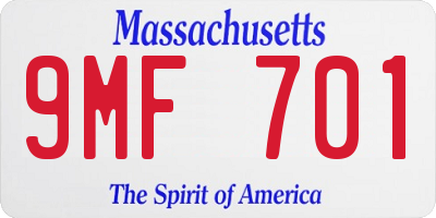 MA license plate 9MF701