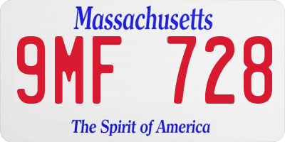 MA license plate 9MF728