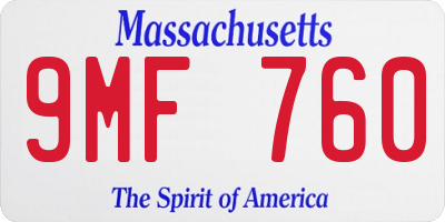 MA license plate 9MF760