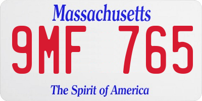 MA license plate 9MF765
