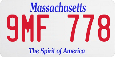 MA license plate 9MF778