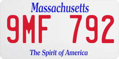 MA license plate 9MF792