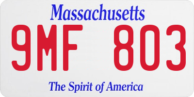 MA license plate 9MF803