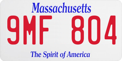 MA license plate 9MF804