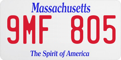 MA license plate 9MF805