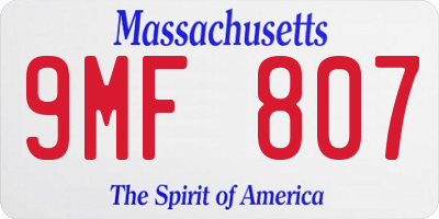 MA license plate 9MF807
