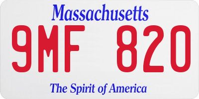 MA license plate 9MF820