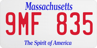 MA license plate 9MF835