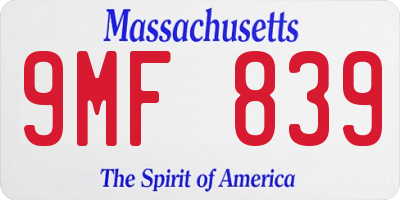 MA license plate 9MF839