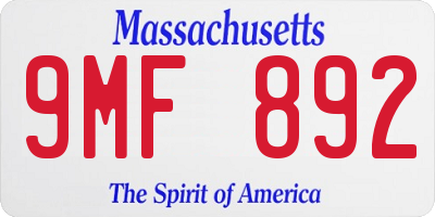 MA license plate 9MF892