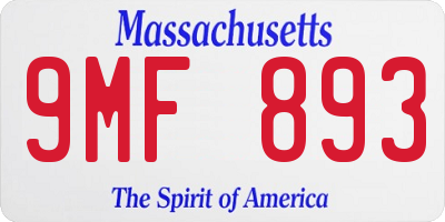 MA license plate 9MF893