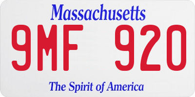 MA license plate 9MF920