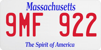 MA license plate 9MF922