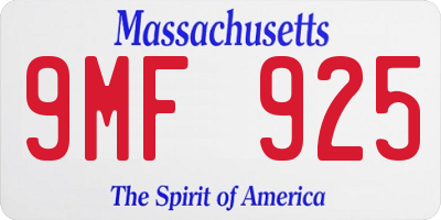 MA license plate 9MF925