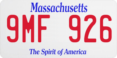 MA license plate 9MF926
