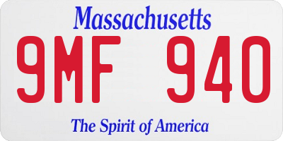 MA license plate 9MF940