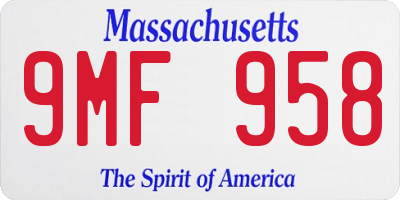 MA license plate 9MF958