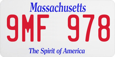 MA license plate 9MF978
