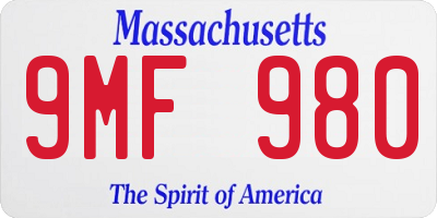 MA license plate 9MF980