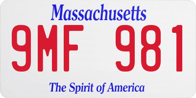 MA license plate 9MF981