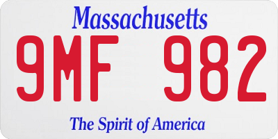 MA license plate 9MF982