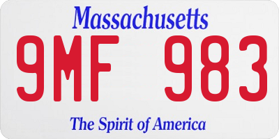 MA license plate 9MF983