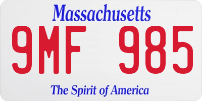 MA license plate 9MF985