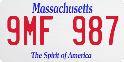 MA license plate 9MF987