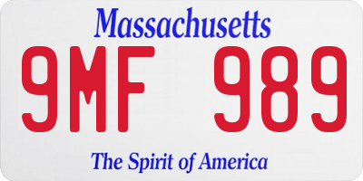 MA license plate 9MF989