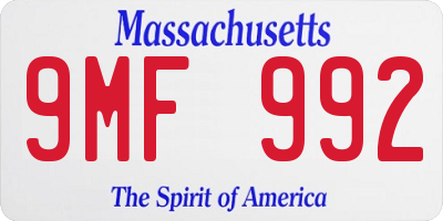 MA license plate 9MF992