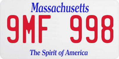 MA license plate 9MF998
