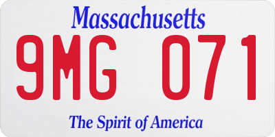 MA license plate 9MG071