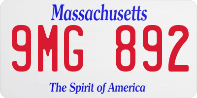MA license plate 9MG892