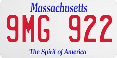 MA license plate 9MG922