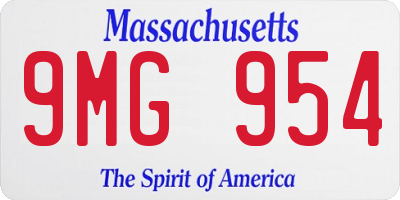 MA license plate 9MG954