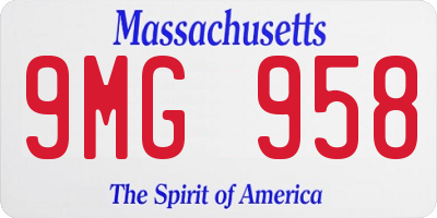 MA license plate 9MG958