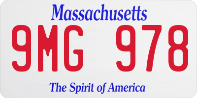 MA license plate 9MG978