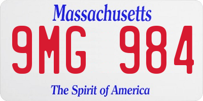MA license plate 9MG984