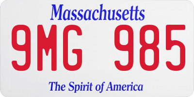 MA license plate 9MG985