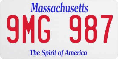 MA license plate 9MG987