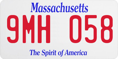 MA license plate 9MH058