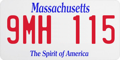 MA license plate 9MH115