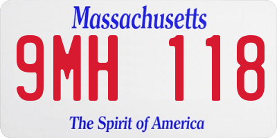 MA license plate 9MH118