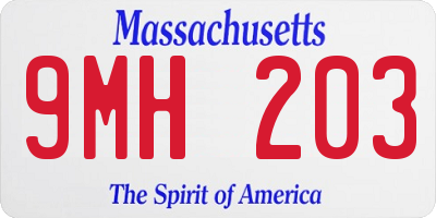 MA license plate 9MH203