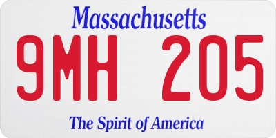 MA license plate 9MH205