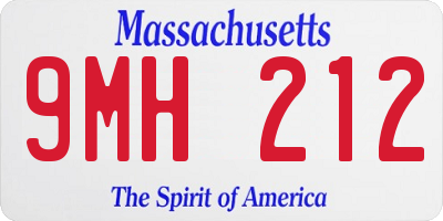 MA license plate 9MH212