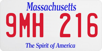 MA license plate 9MH216