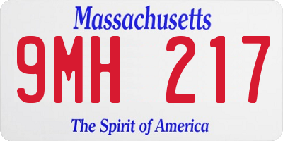 MA license plate 9MH217
