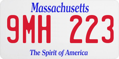 MA license plate 9MH223